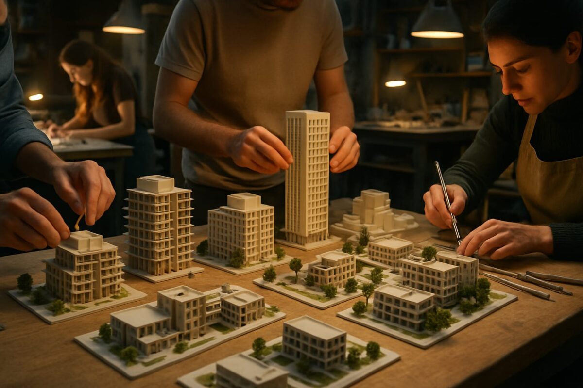 craftsmen wokring on a miniature